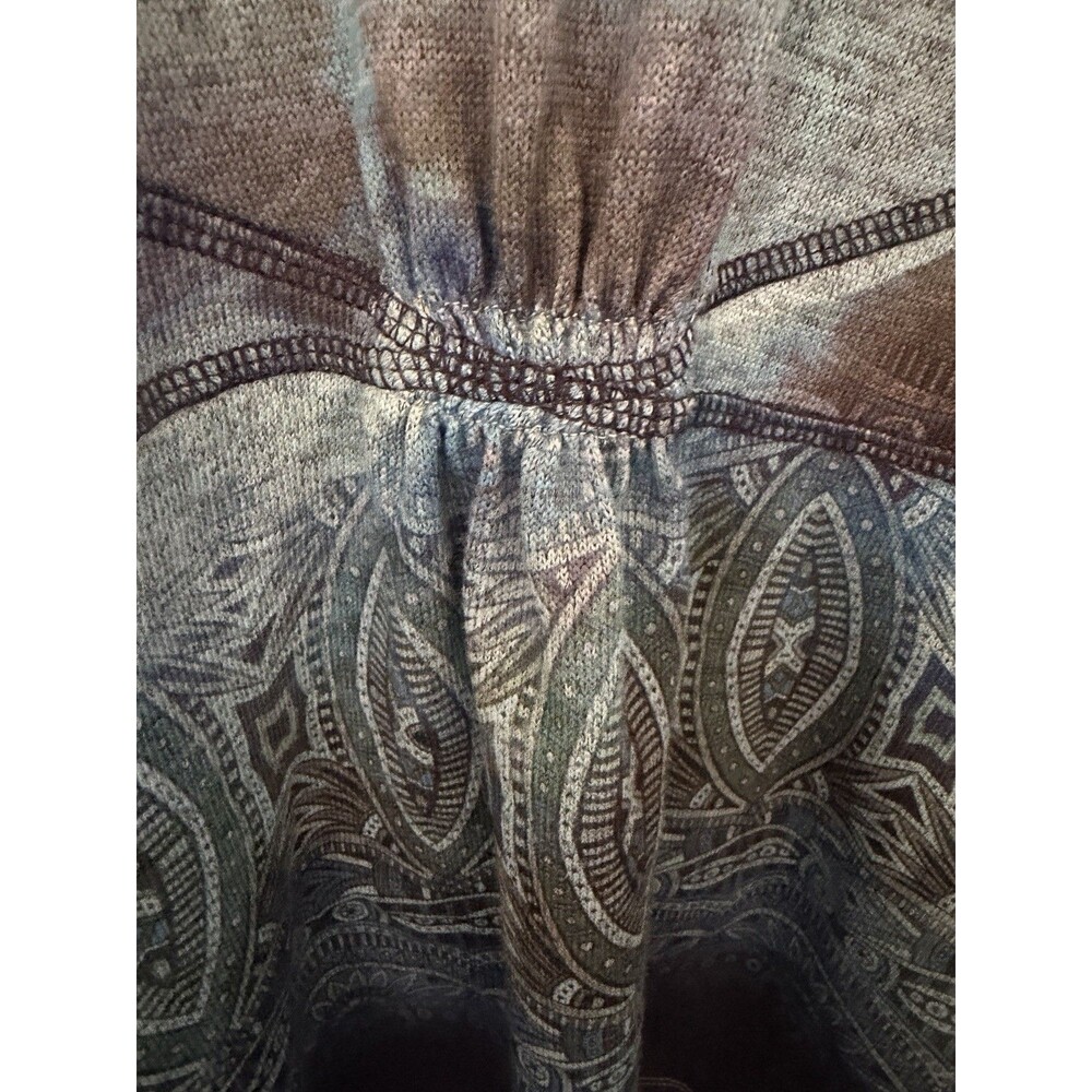 One World Women's 1X Teal Paisley Ombre Waterfall Cardigan Boho Open Front - Picture 6 of 8